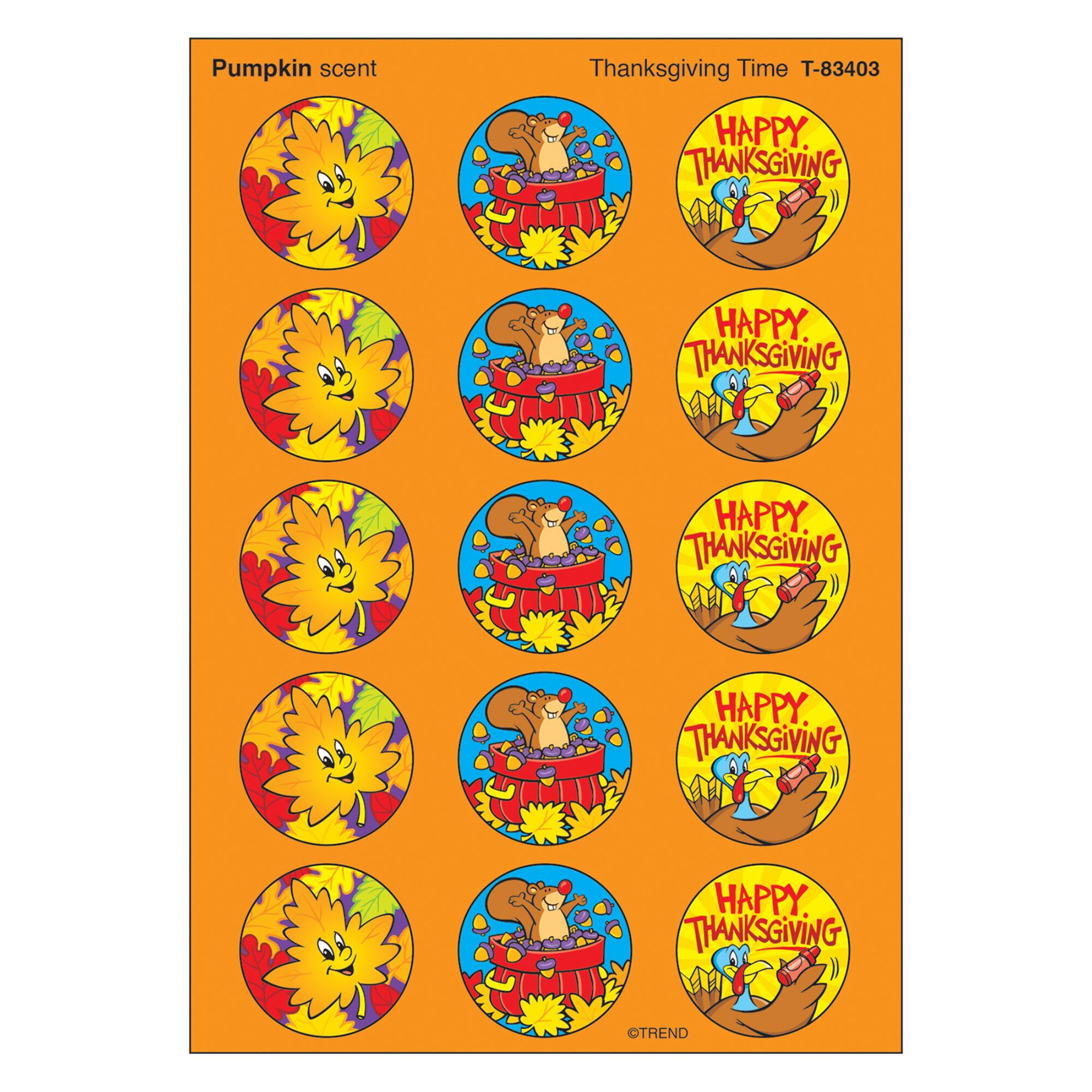Trend Enterprises® Stinky Stickers® Thanksgiving Time/Pumpkin, 6 Packs of 60ct.